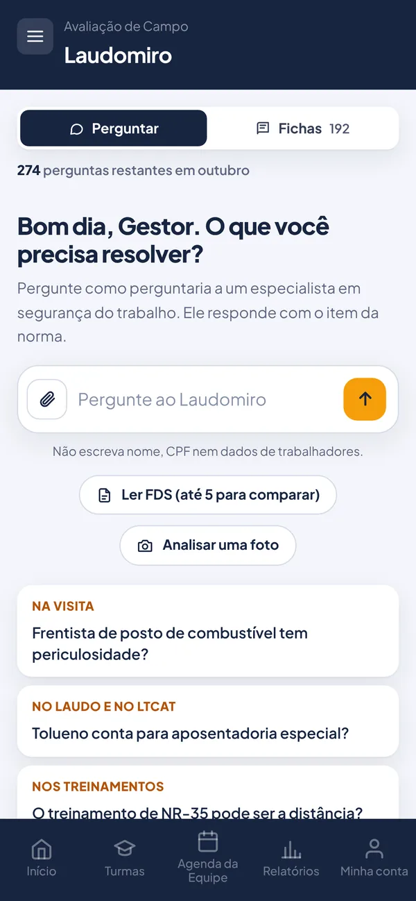 Tela do Laudomiro no celular